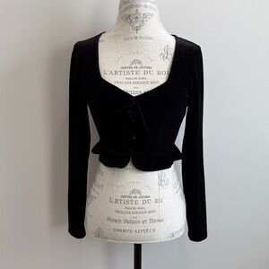 Zara Elegant Black Velvet Crop Top